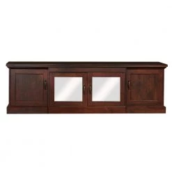 Daleni 69 in. Vintage Walnut Particle Board TV Stand Fits TVs Up to 78 in. with Storage Doors by Furniture of America