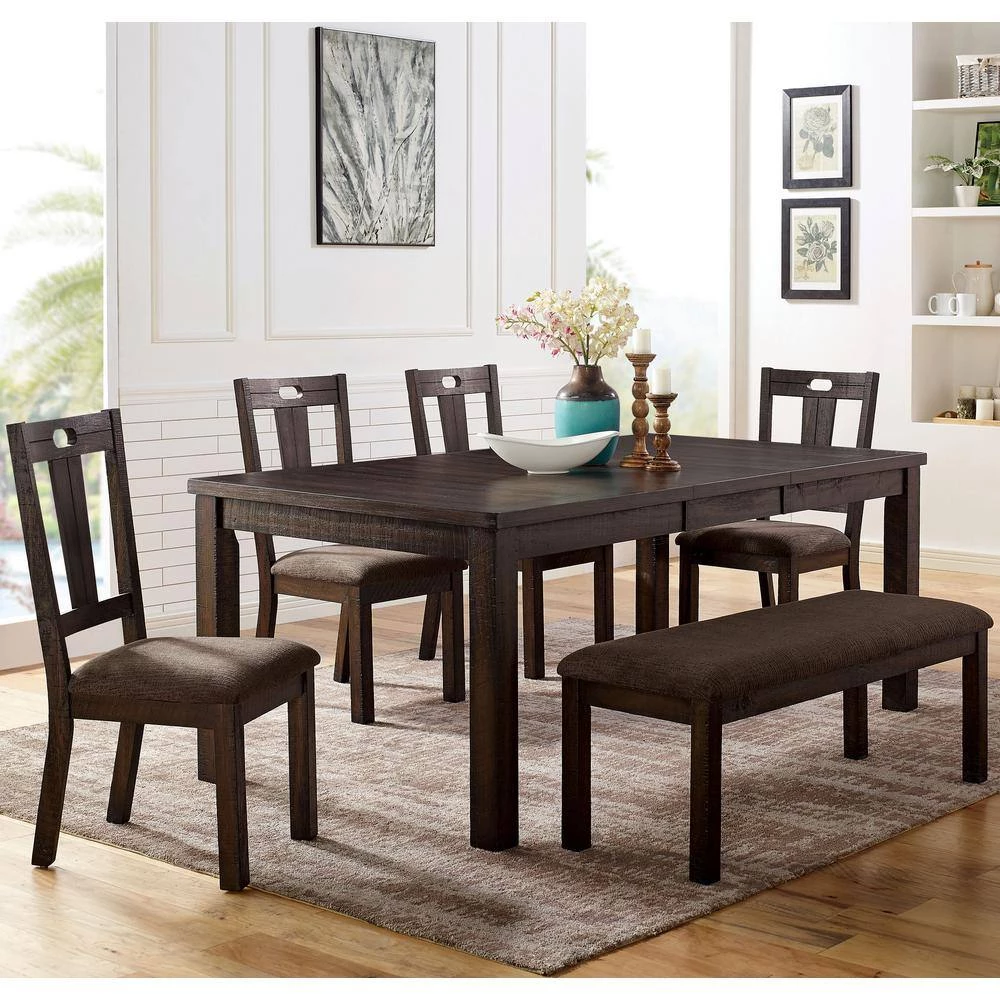 Hawthorne Walnut and Ash Brown Bench 18 in. H x 48 in. W x 17 in. D by Furniture of America 6 Hawthorne Walnut and Ash Brown Bench 18 in. H x 48 in. W x 17 in. D by Furniture of America - Image 6