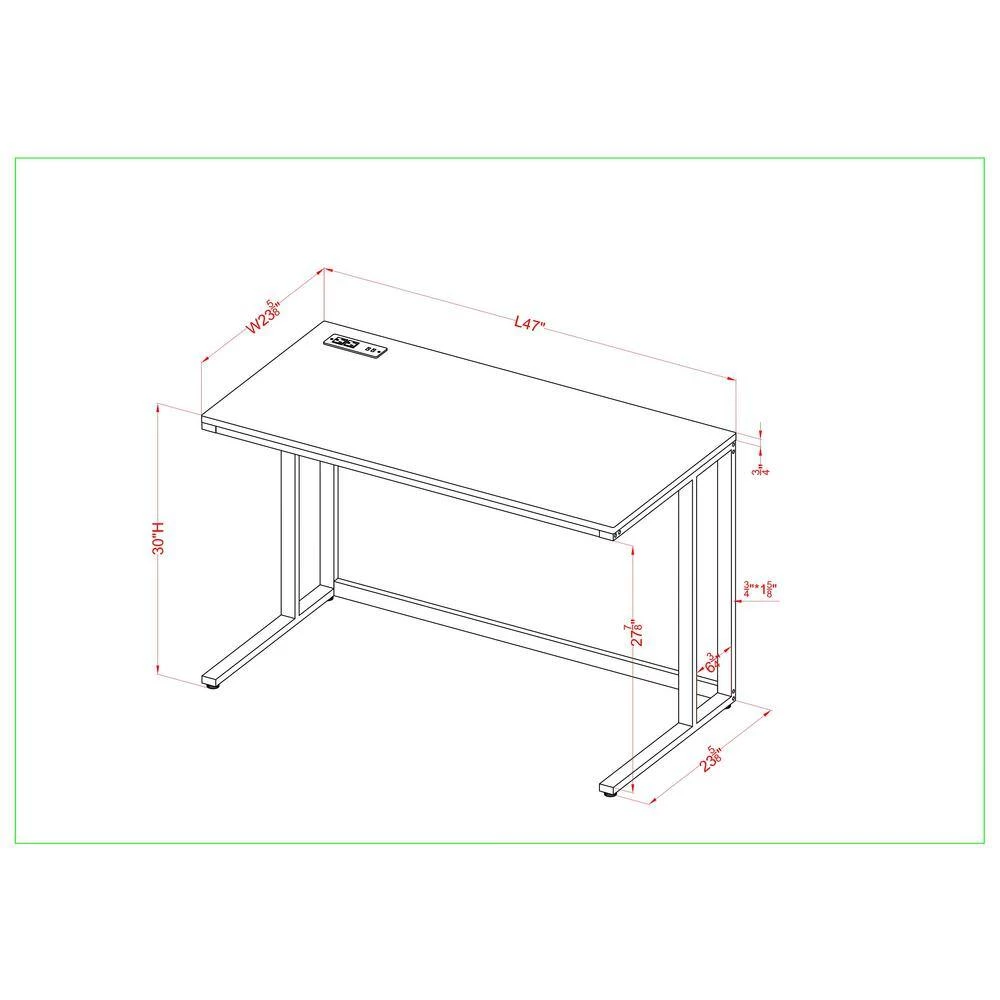 Pilmco 47 in. Rectangular Walnut and Black Coating Writing Desk by Furniture of America 9 Pilmco 47 in. Rectangular Walnut and Black Coating Writing Desk by Furniture of America - Image 9