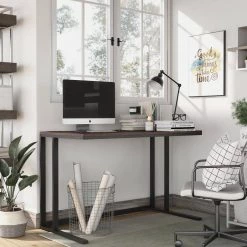 Pilmco 47 in. Rectangular Walnut and Black Coating Writing Desk by Furniture of America 12 Pilmco 47 in. Rectangular Walnut and Black Coating Writing Desk by Furniture of America -Furniture of America Sales Store walnut and black coating furniture of america writing desks idf dk917 77 1000