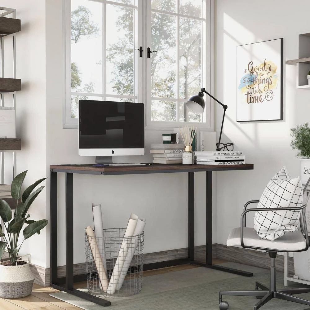 Pilmco 47 in. Rectangular Walnut and Black Coating Writing Desk by Furniture of America 3 Pilmco 47 in. Rectangular Walnut and Black Coating Writing Desk by Furniture of America - Image 3