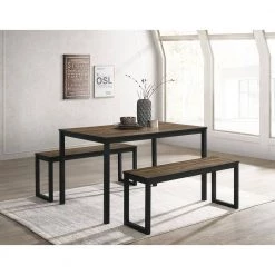 Belvil 3-Piece Walnut and Black Dining Table Set by Furniture of America 11 Belvil 3-Piece Walnut and Black Dining Table Set by Furniture of America -Furniture of America Sales Store walnut and black furniture of america dining room sets idf3202a t 3pk 31 1000