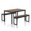 Belvil 3-Piece Walnut and Black Dining Table Set by Furniture of America