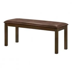 Ederie Walnut and Brown Dining Bench by Furniture of America