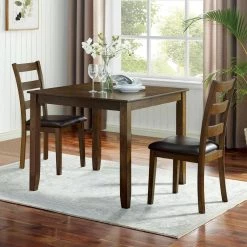 Chesterton 3-Piece Walnut and Dark Brown Dining Table Set by Furniture of America -Furniture of America Sales Store walnut and dark brown furniture of america dining room sets idf 3770t 3pk 31 1000