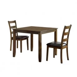 Chesterton 3-Piece Walnut and Dark Brown Dining Table Set by Furniture of America