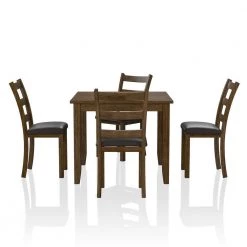 Chesterton 5-Piece Walnut and Dark Brown Dining Table Set by Furniture of America -Furniture of America Sales Store walnut and dark brown furniture of america dining room sets idf 3770t 5pk 1f 1000