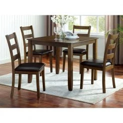 Chesterton 5-Piece Walnut and Dark Brown Dining Table Set by Furniture of America -Furniture of America Sales Store walnut and dark brown furniture of america dining room sets idf 3770t 5pk 31 1000