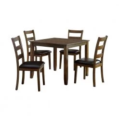 Chesterton 5-Piece Walnut and Dark Brown Dining Table Set by Furniture of America