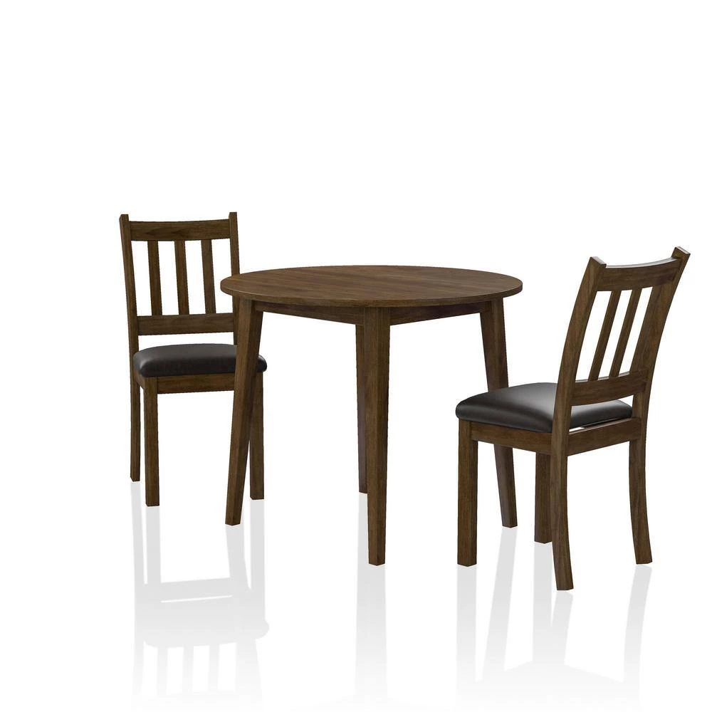 Hedgecrow 3-Piece Walnut and Dark Brown Dining Table Set by Furniture of America 5 Hedgecrow 3-Piece Walnut and Dark Brown Dining Table Set by Furniture of America - Image 5