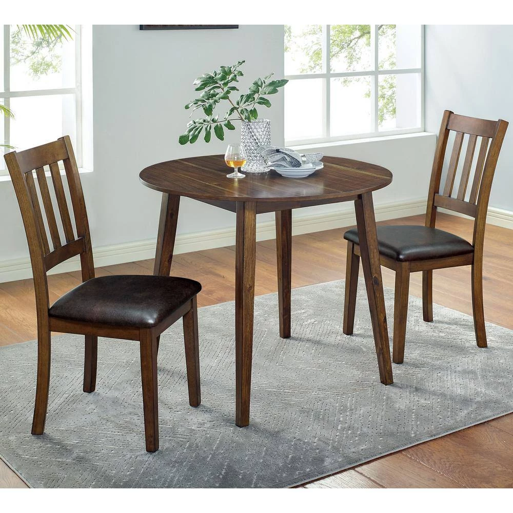 Hedgecrow 3-Piece Walnut and Dark Brown Dining Table Set by Furniture of America 8 Hedgecrow 3-Piece Walnut and Dark Brown Dining Table Set by Furniture of America - Image 8