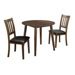 Hedgecrow 3-Piece Walnut and Dark Brown Dining Table Set by Furniture of America