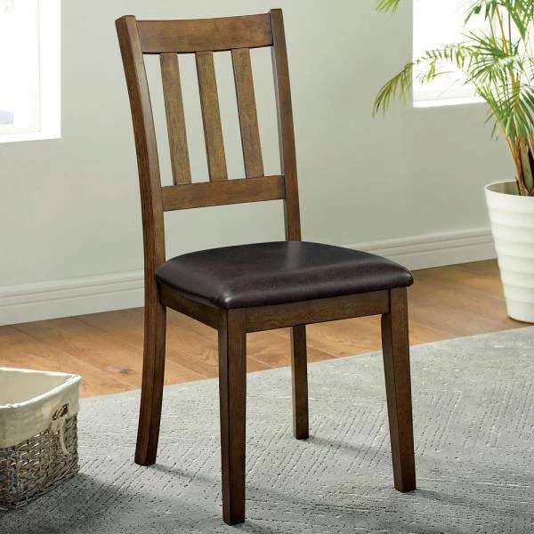 Hedgecrow 3-Piece Walnut and Dark Brown Dining Table Set by Furniture of America 2 Hedgecrow 3-Piece Walnut and Dark Brown Dining Table Set by Furniture of America - Image 2