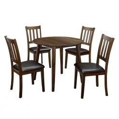 Hedgecrow 5-Piece Walnut and Dark Brown Dining Table Set by Furniture of America