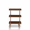 Stonega Walnut and Rose Gold Kitchen Cart with Caster Wheels by Furniture of America
