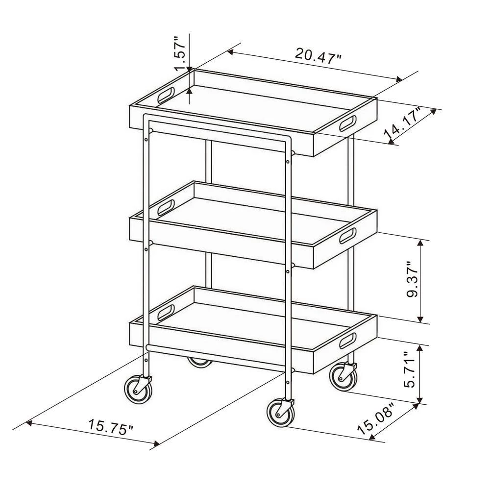 Stonega Walnut and Rose Gold Kitchen Cart with Caster Wheels by Furniture of America 6 Stonega Walnut and Rose Gold Kitchen Cart with Caster Wheels by Furniture of America - Image 6