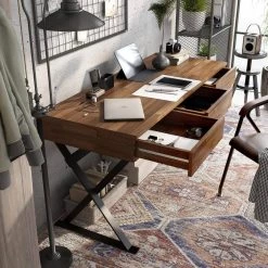 59 in. Rectangular Sand Black 3 Drawer Writing Desk with Solid Wood Material by Furniture of America -Furniture of America Sales Store walnut and sand black furniture of america writing desks idf dk807 1f 1000