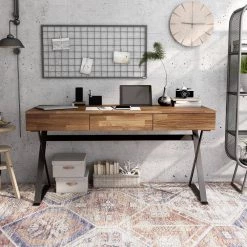 59 in. Rectangular Sand Black 3 Drawer Writing Desk with Solid Wood Material by Furniture of America -Furniture of America Sales Store walnut and sand black furniture of america writing desks idf dk807 31 1000