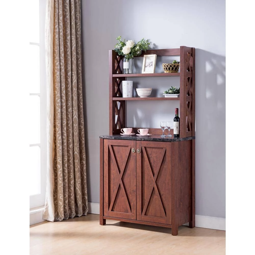 Rubino Vintage Walnut Baker Rack With Double Doors by Furniture of America 5 Rubino Vintage Walnut Baker Rack With Double Doors by Furniture of America - Image 5
