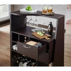 Brantley 5-Bottle Walnut Mobile Mini Bar by Furniture of America -Furniture of America Sales Store walnut furniture of america bar cabinets hfw 1871c4 1d 1000