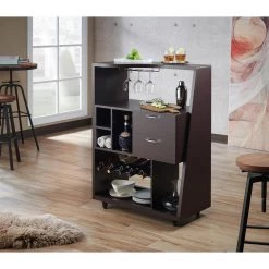 Brantley 5-Bottle Walnut Mobile Mini Bar by Furniture of America -Furniture of America Sales Store walnut furniture of america bar cabinets hfw 1871c4 c3 1000