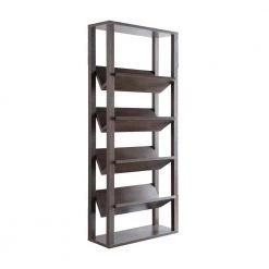 Rubus 71 in. Walnut Faux Wood 5-shelf Etagere Bookcase with Open Back by Furniture of America