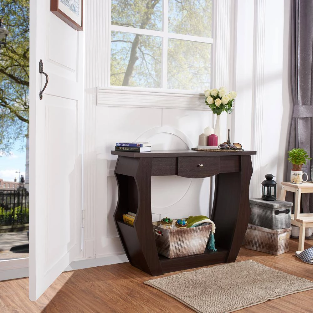 Denmark 40 in. Walnut Standard Rectangle Wood Console Table with Drawers by Furniture of America 6 Denmark 40 in. Walnut Standard Rectangle Wood Console Table with Drawers by Furniture of America - Image 6