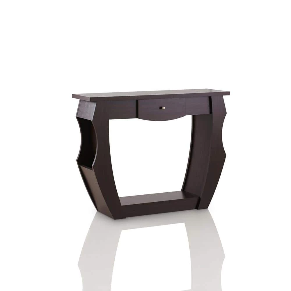 Denmark 40 in. Walnut Standard Rectangle Wood Console Table with Drawers by Furniture of America 1 Denmark 40 in. Walnut Standard Rectangle Wood Console Table with Drawers by Furniture of America