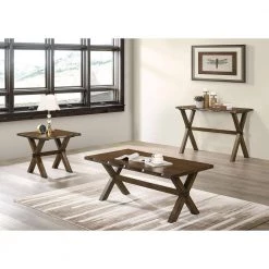 Coupla 48 in. Walnut Standard Rectangle Wood Console Table by Furniture of America -Furniture of America Sales Store walnut furniture of america console tables idf 4346s 31 1000