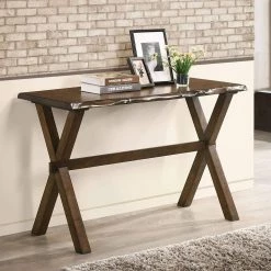 Coupla 48 in. Walnut Standard Rectangle Wood Console Table by Furniture of America -Furniture of America Sales Store walnut furniture of america console tables idf 4346s c3 1000