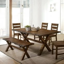 Justeen Walnut Wood Bench by Furniture of America -Furniture of America Sales Store walnut furniture of america dining benches idf 3114bn 31 1000