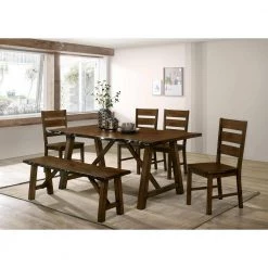 Junga Brown Walnut Wood Dining Bench by Furniture of America -Furniture of America Sales Store walnut furniture of america dining benches idf 3484bn 4f 1000