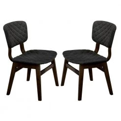 Cirez Walnut Fabric Grid Tufted Side Chair (Set of 2) by Furniture of America -Furniture of America Sales Store walnut furniture of america dining chairs idf 3139mc 31 1000