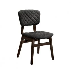 Cirez Walnut Fabric Grid Tufted Side Chair (Set of 2) by Furniture of America -Furniture of America Sales Store walnut furniture of america dining chairs idf 3139mc c3 1000