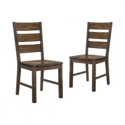 Jackson Walnut Wood Ladder Side Chairs (Set of 2) by Furniture of America