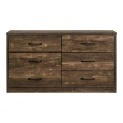 Jamson 6-Drawer Walnut Dresser (32.13 in. H X 58 in. W X 15.63 in. D) by Furniture of America