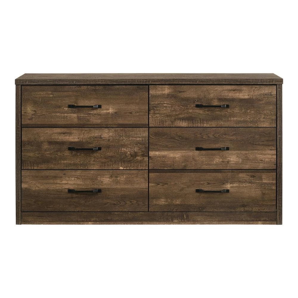Jamson 6-Drawer Walnut Dresser (32.13 in. H X 58 in. W X 15.63 in. D) by Furniture of America 1 Jamson 6-Drawer Walnut Dresser (32.13 in. H X 58 in. W X 15.63 in. D) by Furniture of America