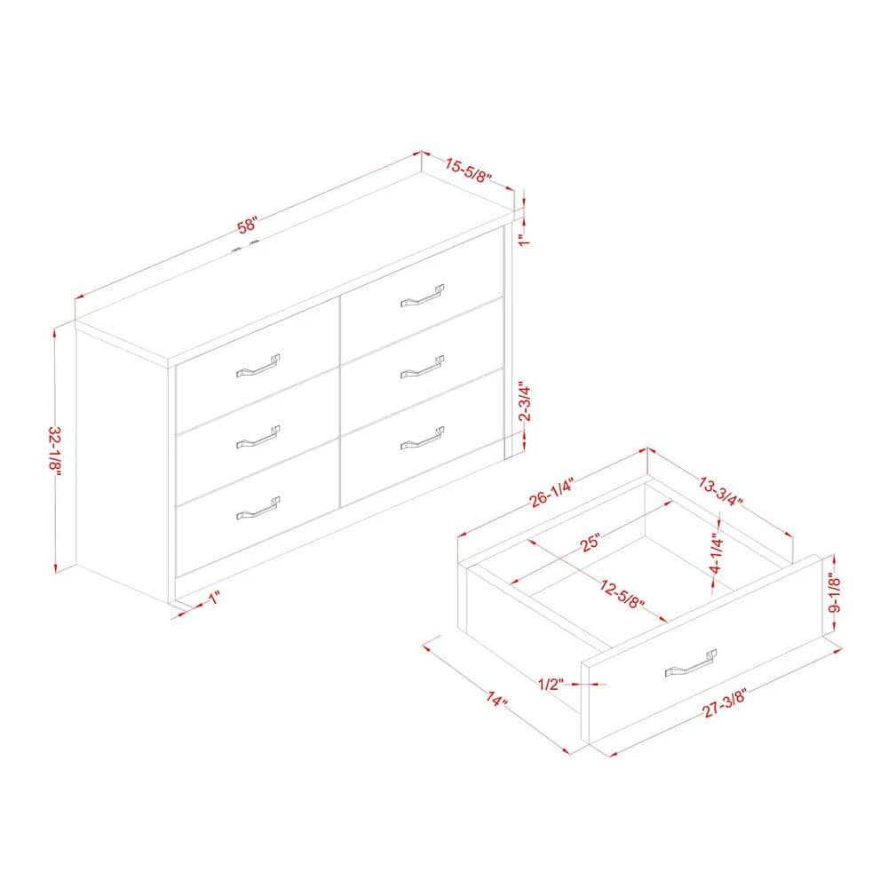 Jamson 6-Drawer Walnut Dresser (32.13 in. H X 58 in. W X 15.63 in. D) by Furniture of America 7 Jamson 6-Drawer Walnut Dresser (32.13 in. H X 58 in. W X 15.63 in. D) by Furniture of America - Image 7