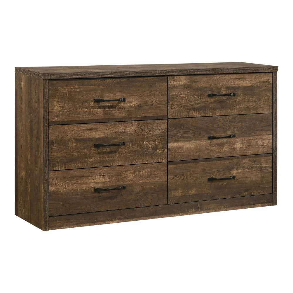 Jamson 6-Drawer Walnut Dresser (32.13 in. H X 58 in. W X 15.63 in. D) by Furniture of America 2 Jamson 6-Drawer Walnut Dresser (32.13 in. H X 58 in. W X 15.63 in. D) by Furniture of America - Image 2