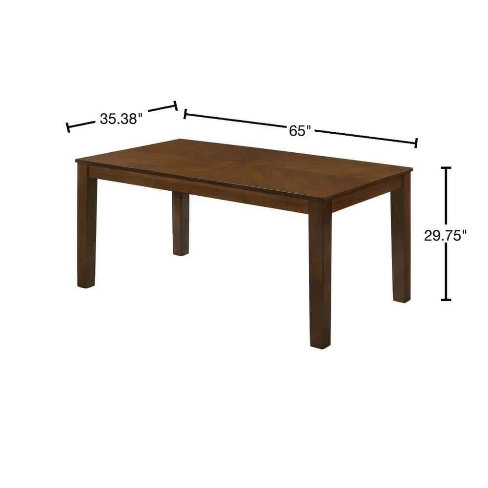 Ederie 65 in. Rectangle Walnut Wood Top Dining Table Seats Up To 6 by Furniture of America 3 Ederie 65 in. Rectangle Walnut Wood Top Dining Table Seats Up To 6 by Furniture of America - Image 3