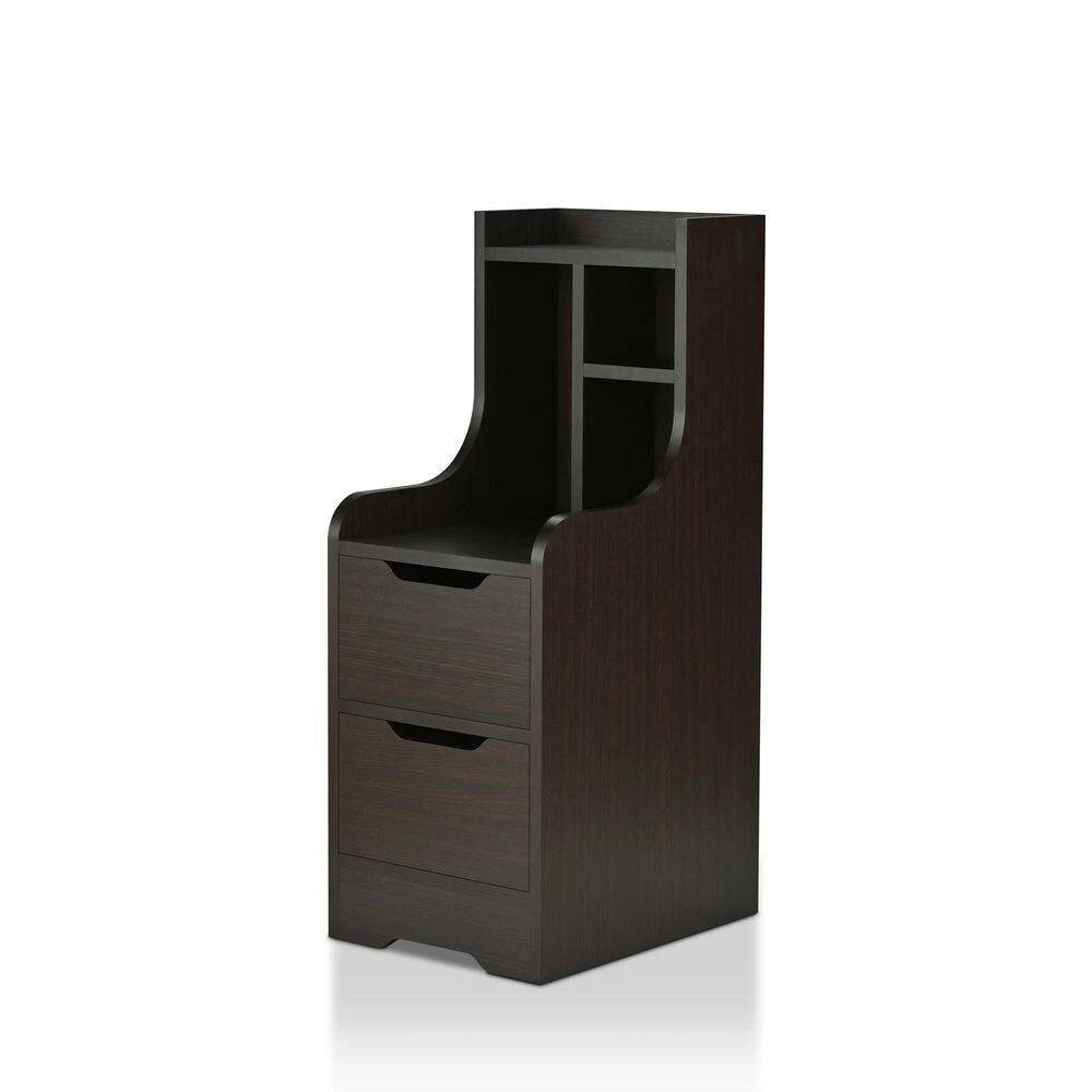 Forstberg 2-Drawer Walnut Nightstand (31.5 in. H x 11.5 in. W x 15.7 in. D) by Furniture of America 2 Forstberg 2-Drawer Walnut Nightstand (31.5 in. H x 11.5 in. W x 15.7 in. D) by Furniture of America - Image 2