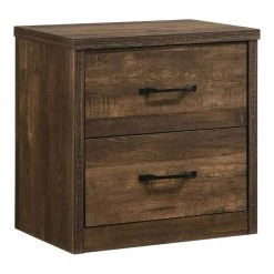 Jamson 2-Drawer Walnut Nightstand with USB port (23.5 in. H X 23.5 in. W X 15.63 in. D) by Furniture of America
