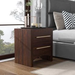 Barthonelle 2-Drawer Walnut Nightstand (25 in. H x 23 in. W x 17 in. D) by Furniture of America -Furniture of America Sales Store walnut furniture of america nightstands idf 7318wn n 1f 1000