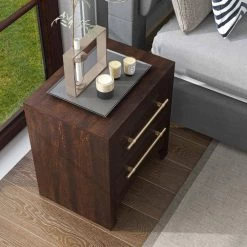 Barthonelle 2-Drawer Walnut Nightstand (25 in. H x 23 in. W x 17 in. D) by Furniture of America -Furniture of America Sales Store walnut furniture of america nightstands idf 7318wn n 44 1000