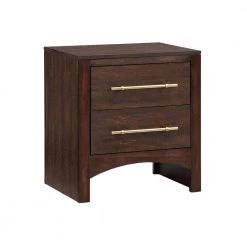 Barthonelle 2-Drawer Walnut Nightstand (25 in. H x 23 in. W x 17 in. D) by Furniture of America