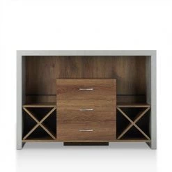 Ihosy Walnut Buffet Server with Wine Rack by Furniture of America -Furniture of America Sales Store walnut furniture of america sideboards buffet tables fgi 1771c21 1f 1000