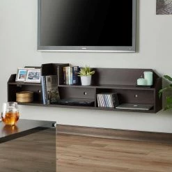 Rohan 63 in. Walnut Particle Board Floating TV Stand Fits TVs Up to 70 in. with Wall Mount Feature by Furniture of America -Furniture of America Sales Store walnut furniture of america tv stands hfw 19806c4 c3 1000