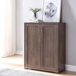 Lucile Walnut Oak Shoe Cabinet with 5-Shelves by Furniture of America -Furniture of America Sales Store walnut oak furniture of america accent cabinets idi 192431 31 1000