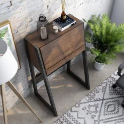 Claude 26 in. W Rectangular Walnut Oak MDF Computer Desk With Flip Down Cabinet and Drawer by Furniture of America -Furniture of America Sales Store walnut oak furniture of america computer desks idi 212934 44 1000