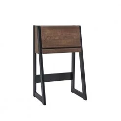 Claude 26 in. W Rectangular Walnut Oak MDF Computer Desk With Flip Down Cabinet and Drawer by Furniture of America